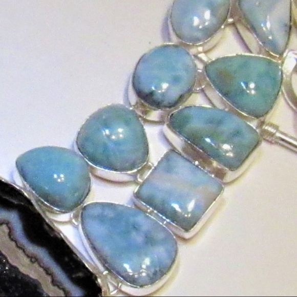 Amazing Larimar Crystal Druzy Agate Slice Necklace - Picture 7 of 8